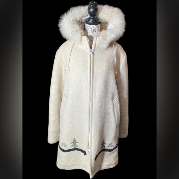 Vintage Hudson’s Bay Company One Hundred Percent Wool Coat with Fur Trim